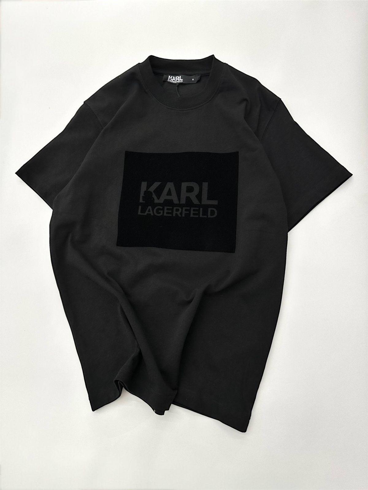 Футболка Karl Lagerfeld мужская хлопковая черная летняя модная с коротким рукавом прямого кроя тенниска