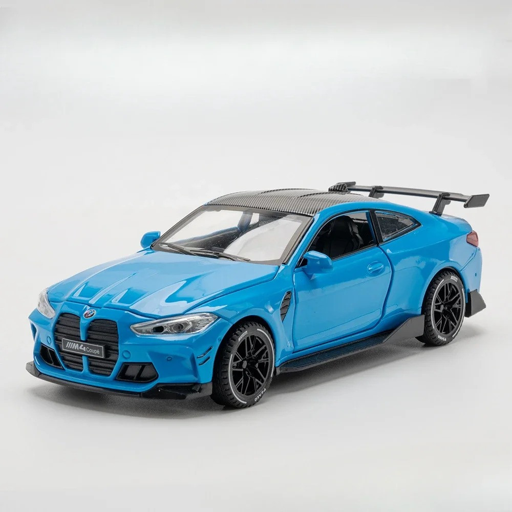 Металева модель BMW M4 1:32 зі звуком і світлом — синя спорткар, інерційний механізм