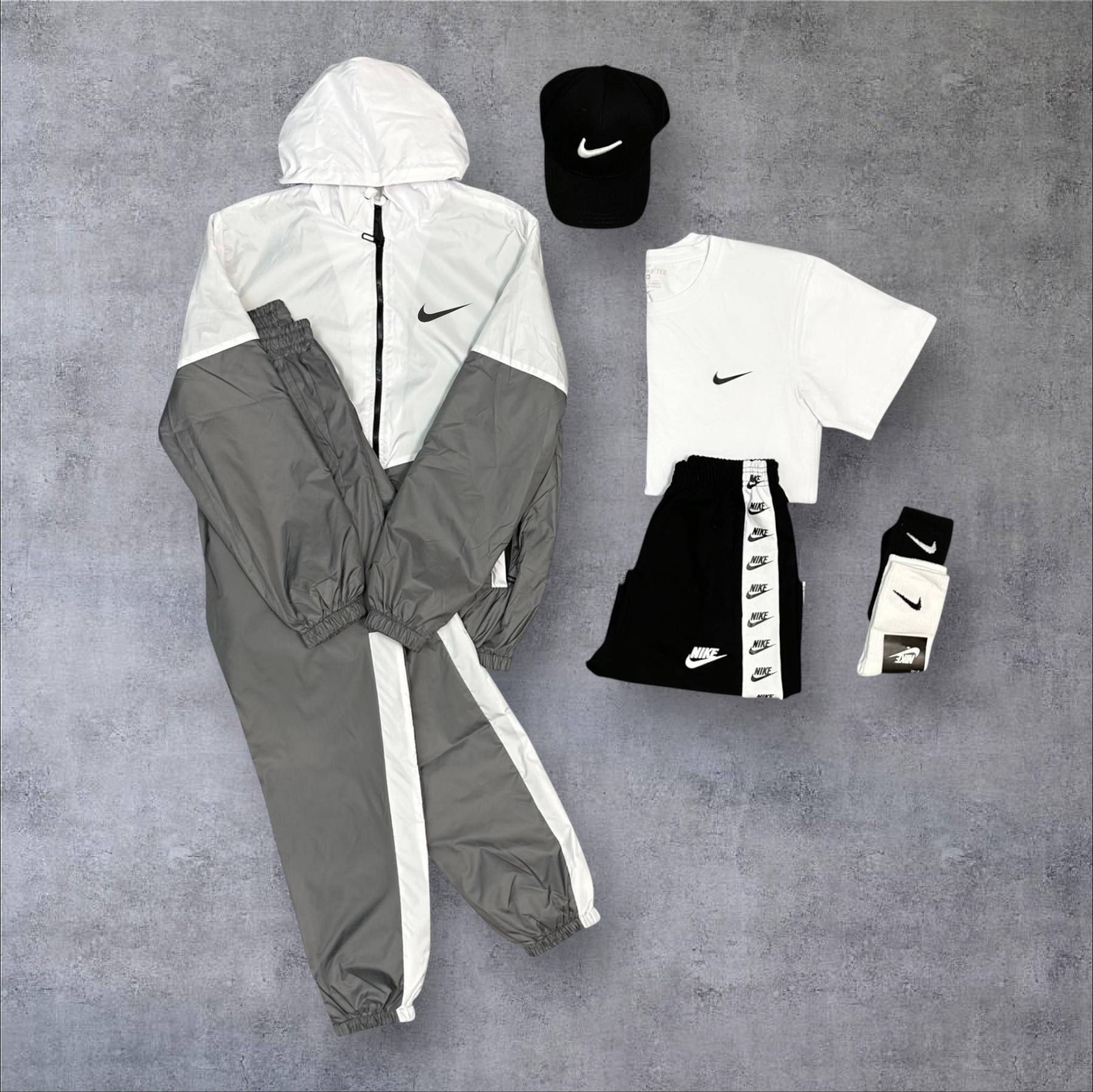 Спортивный костюм Nike Twix біло-сірий + футболка + кепка + шорты в подарок + носки в подарок плащевка