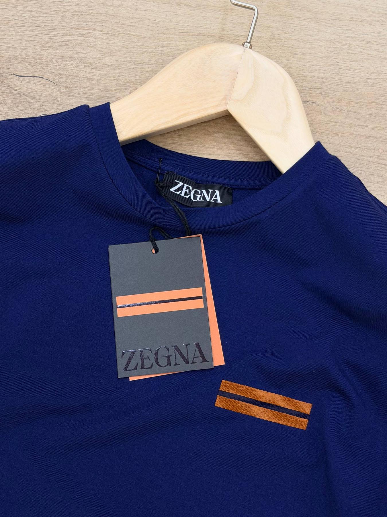 Футболка Zegna холодок мужская хлопковая синяя летняя универсальная с коротким рукавом прямого кроя тенниска