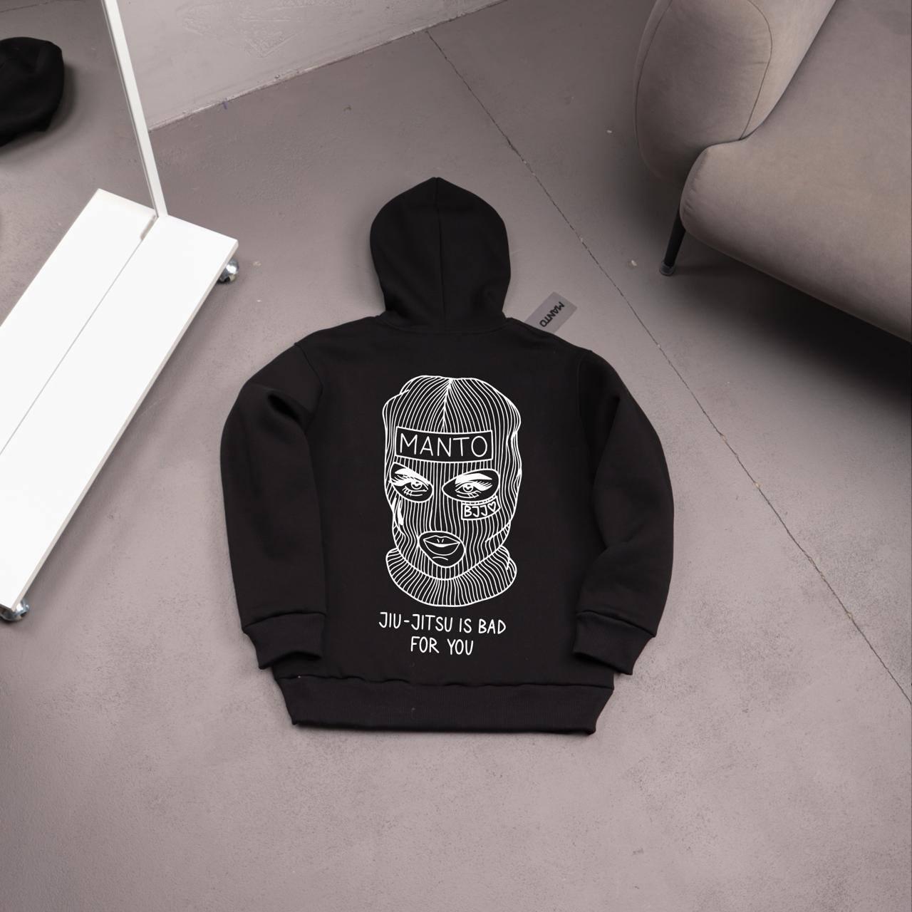 Худи MANTOхKTOF BALACLAVA - флис мужское черное всесезонное удобное и модное с капюшоном для прогулок