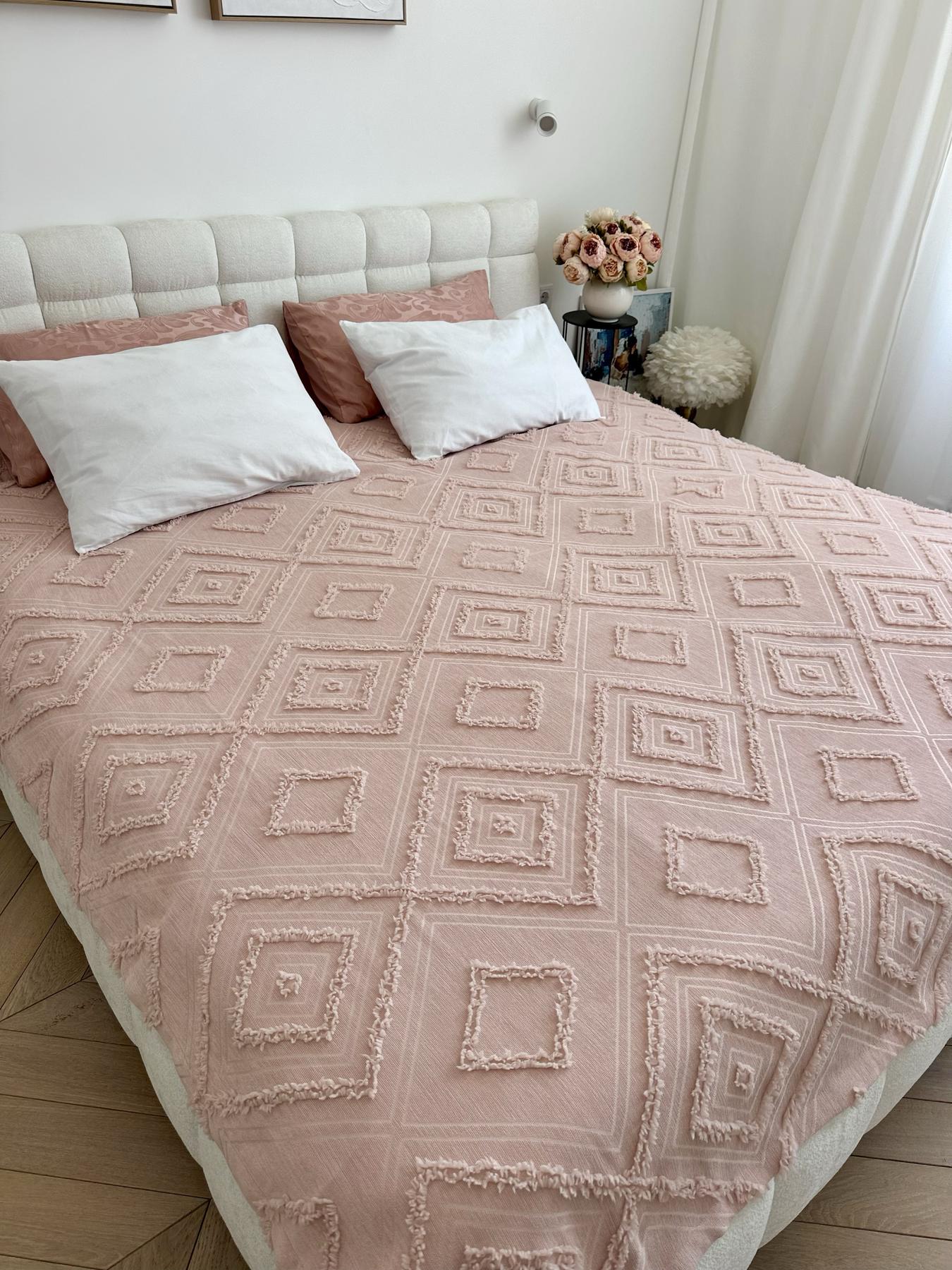 Покривало «Diamond Nordic» 200x220 см, тьмяно-рожевий