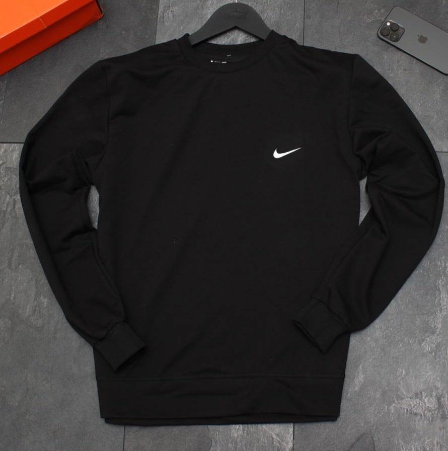 Свитшот Nike лого ( цвет) мужской хлопковый черный всесезонный универсальный для отдыха кофта без капюшона