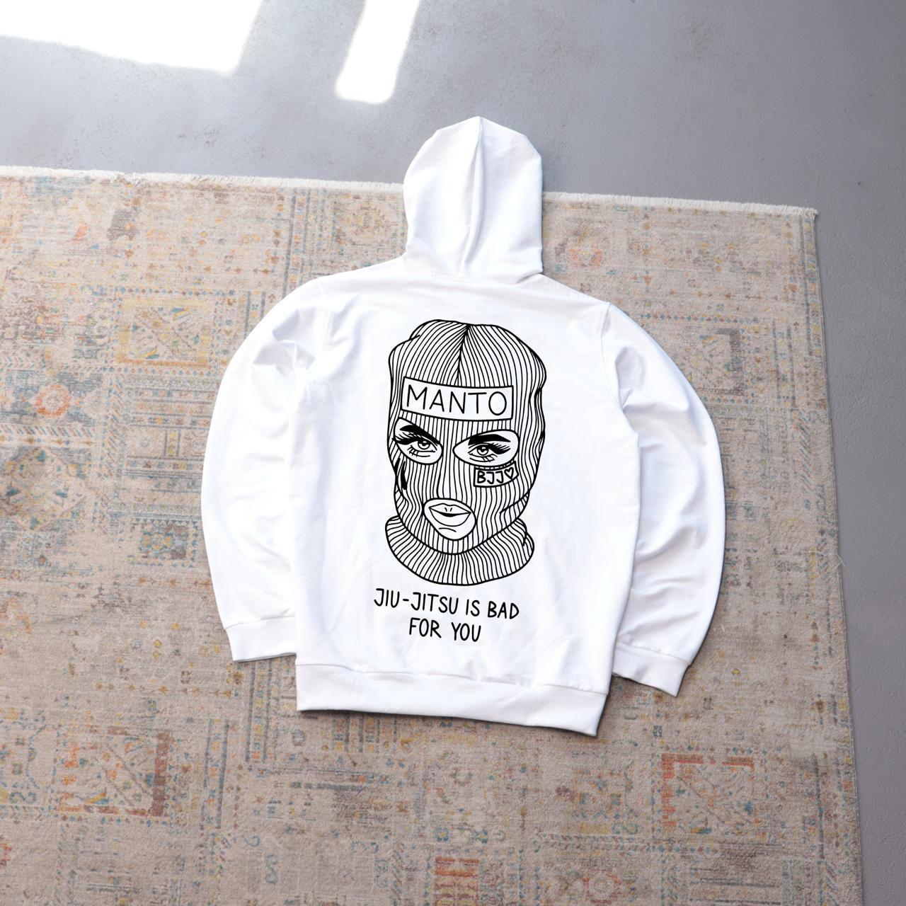Худі MANTOxKTOF T-SHIRT BALACLAVA осінь чоловіче трикотажне біле універсальне та молодіжне з капюшоном