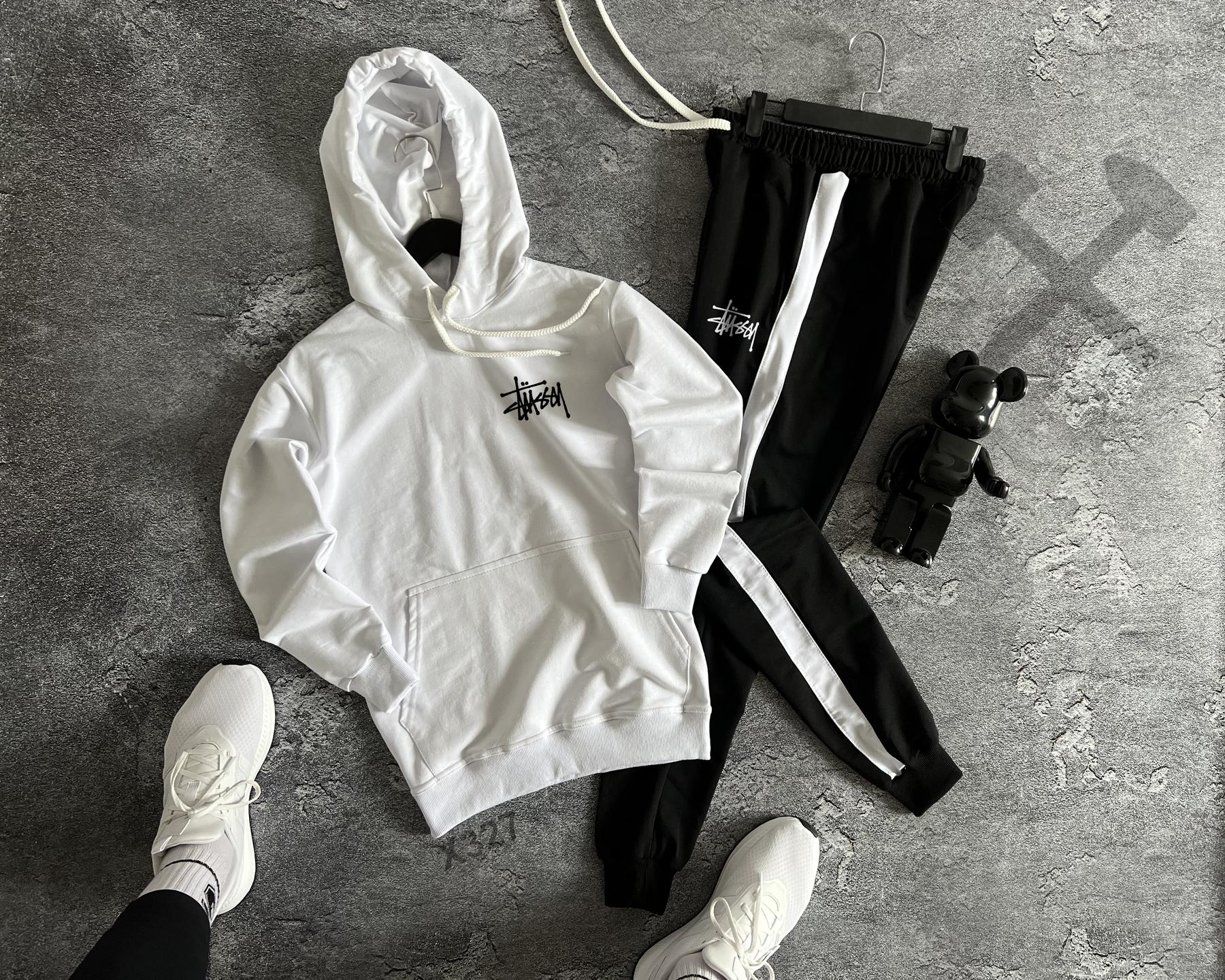 Комплект худи лого STÜSSY весна/осень хлопковый модный и качественный для повседневной носки костюм