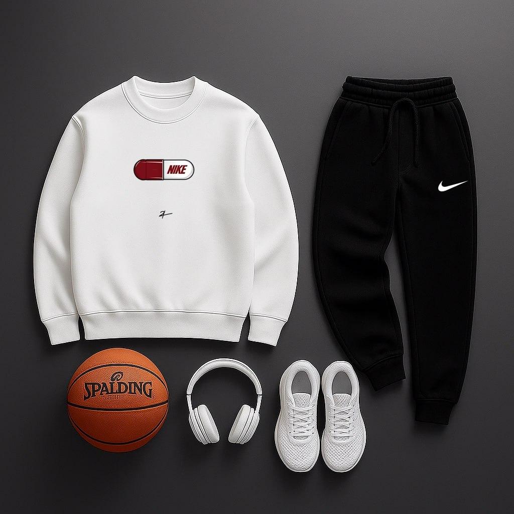Зимний комплект свитшот + штаны Nike хлопковый стильный и базовый для работы и отдыха костюм