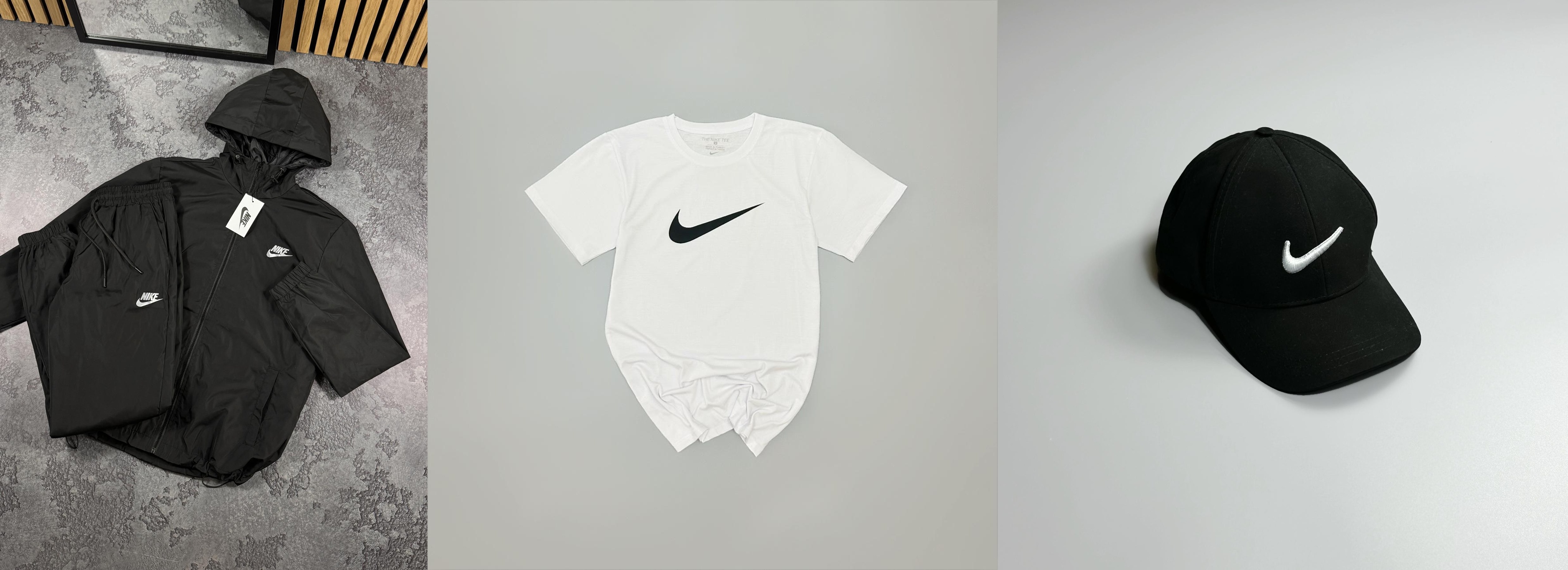 Комплект з кепкою Nike (Костюм чорний + кепка+ футболка біла) трикотажний демісезонний зручний та модний