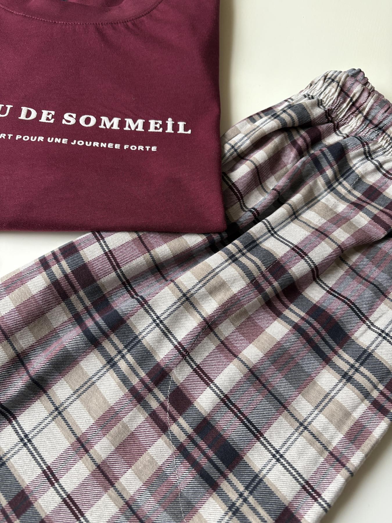 Чоловіча бавовняна піжама "SOMMEIL" футболка та штани в клітину - фото 6
