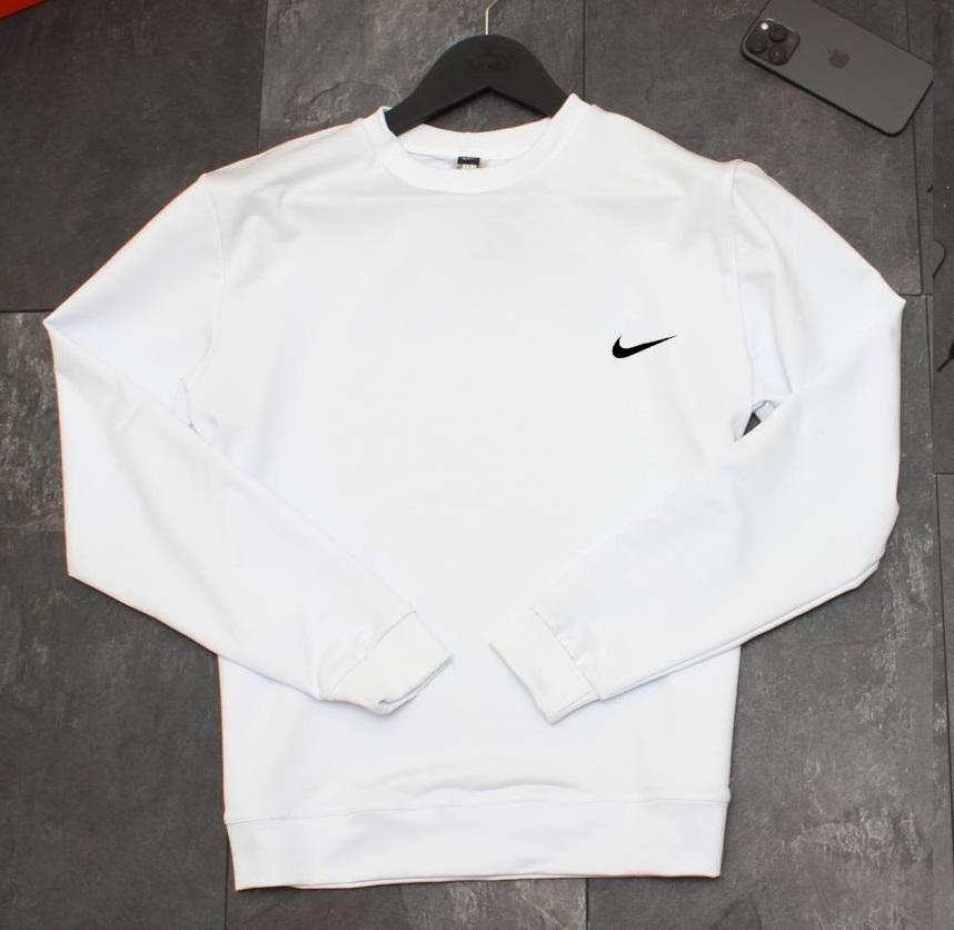 Світшот Nike лого ( колір) чоловічий бавовняний білий всесезонний актуальний та повсякденний кофта без капюшона реглан