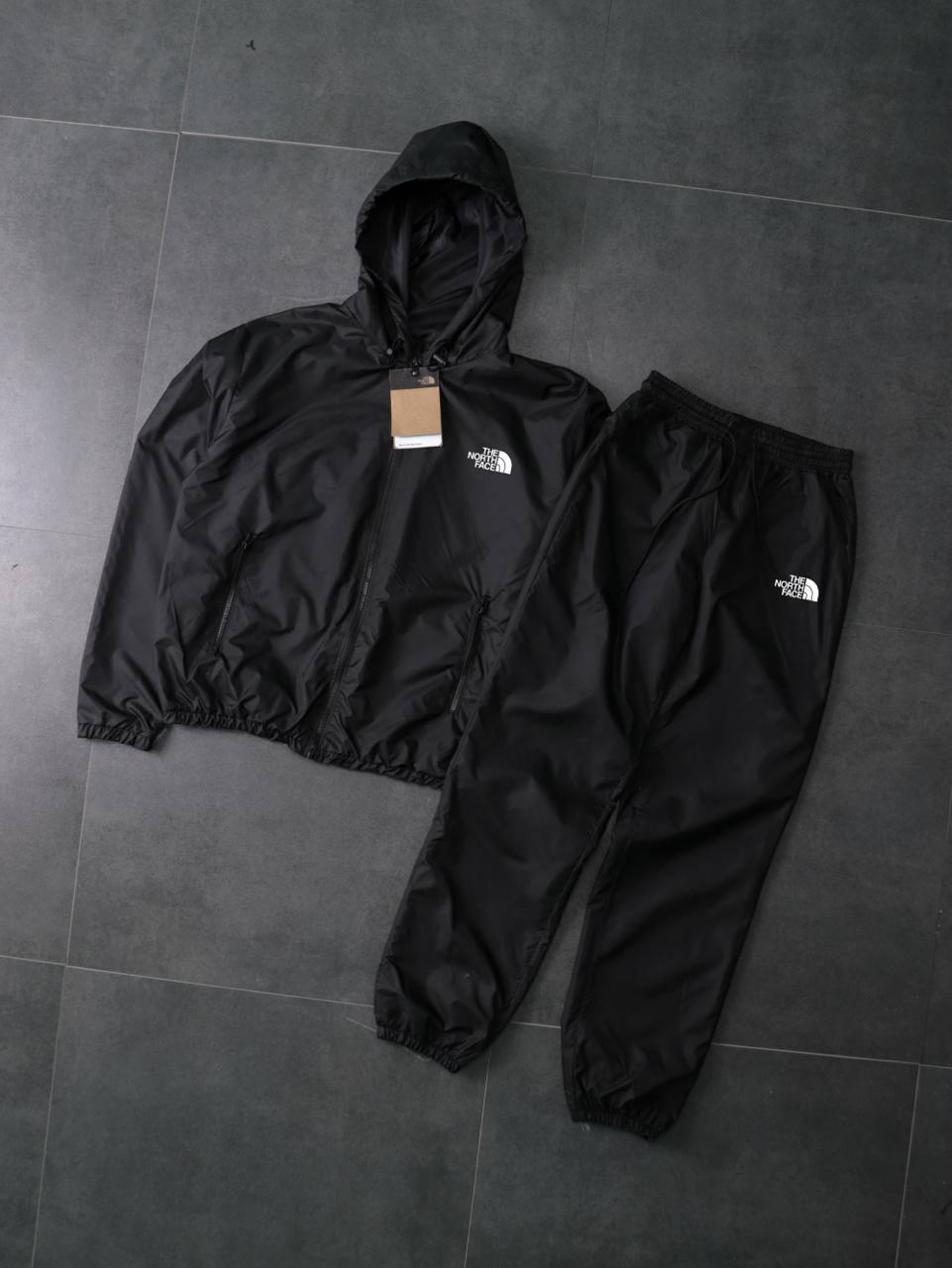 Костюм з плащівки Вітровка+Штани The North Face чорний демісезонний якісний для роботи та відпочинку комплект