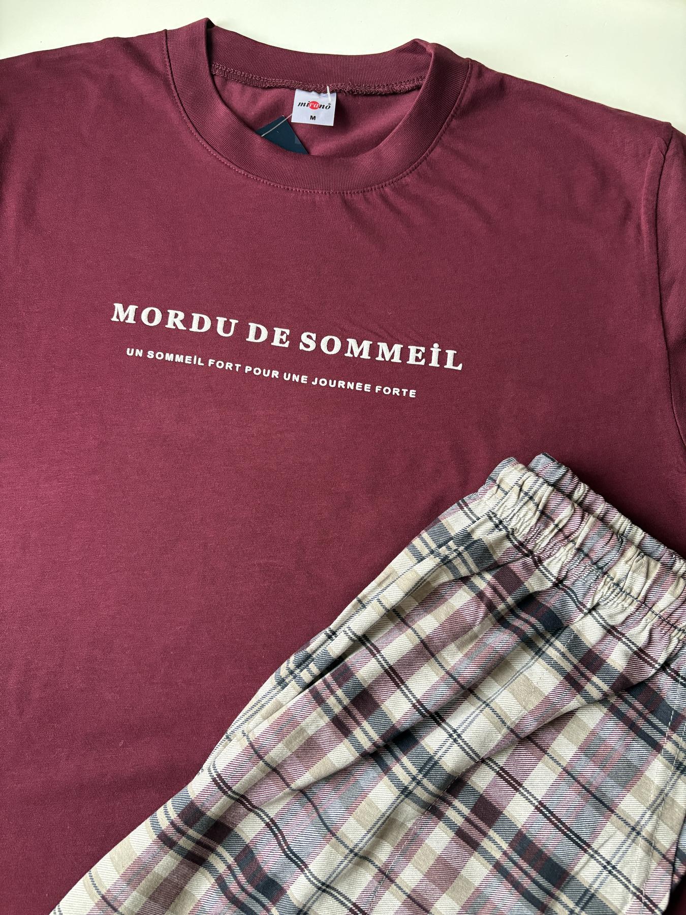 Чоловіча бавовняна піжама "SOMMEIL" футболка та штани в клітину - фото 5