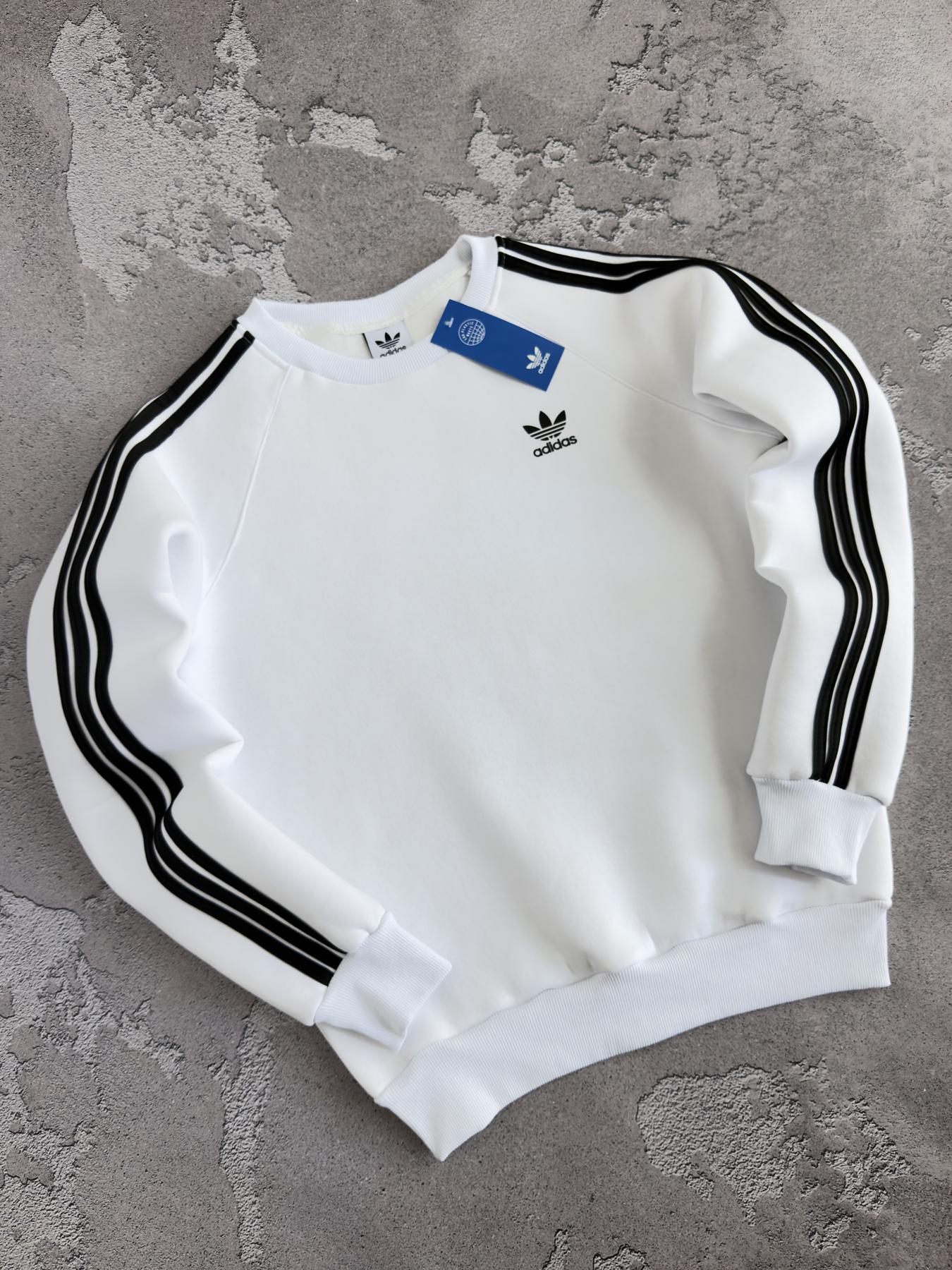 Зима свитшот Adidas мужской трикотажный белый стильный и универсальный для активного отдыха кофта без капюшона