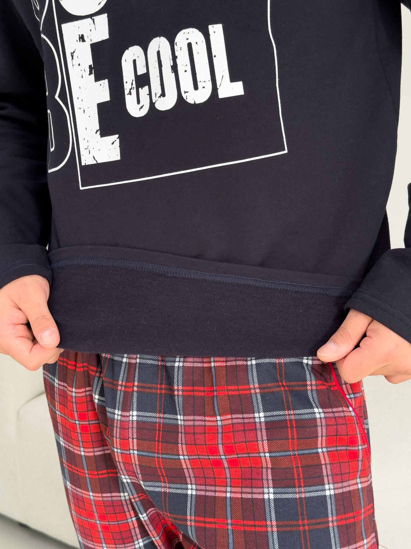 Піжама чоловіча тепла Just be COOL (штани+лонгслів) прінт, клітина червоно-синя - фото 10