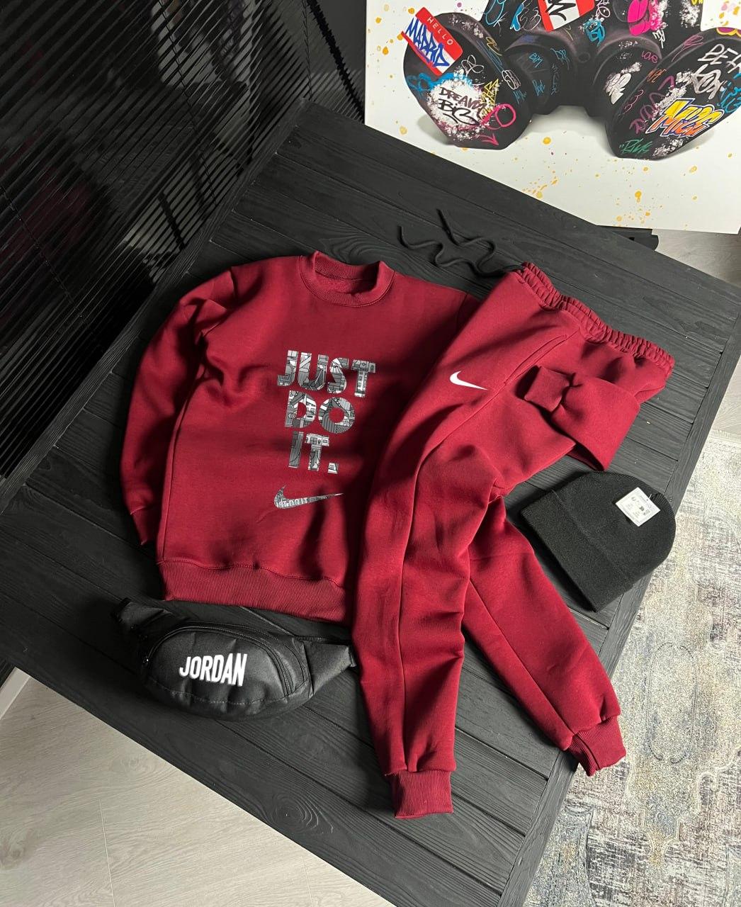 Зимний сет свитшот с шапкою Nike в уличном стиле костюм комплект одежды
