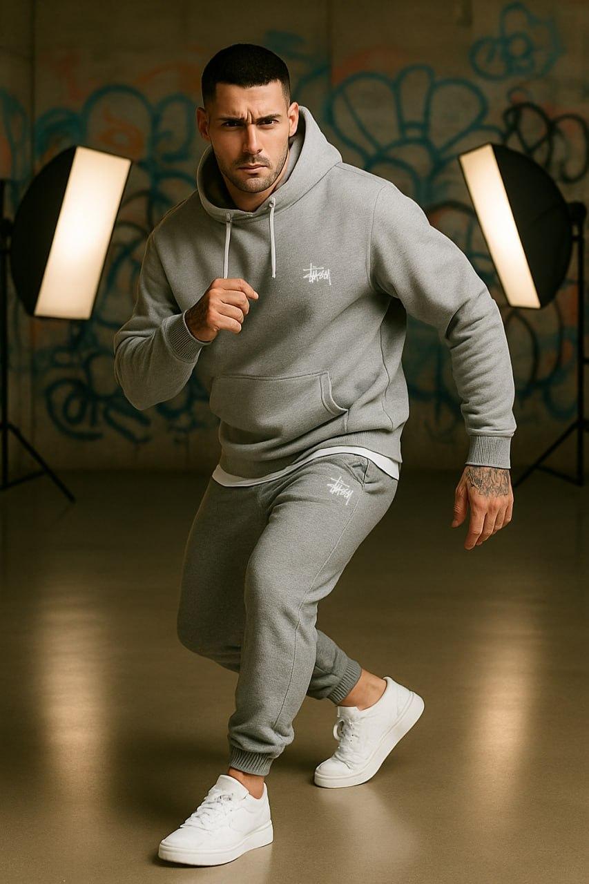 Зимний комплект худи Stussy хлопковый универсальный и актуальный в стиле casual костюм