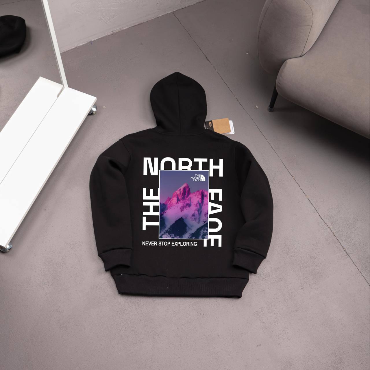 Худи The North Face(MOUNTAINS VIOLET) - флис мужское черное всесезонное стильное и повседневное с капюшоном