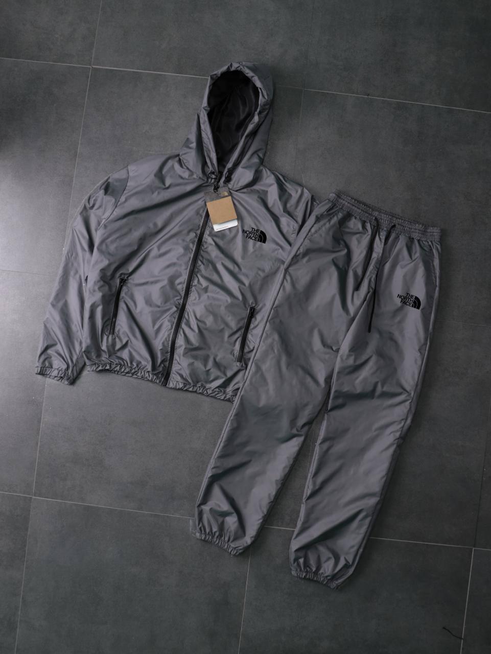 Костюм з плащівки Вітровка+Штани графіт The North Face демісезонний стильний та практичний на свято комплект