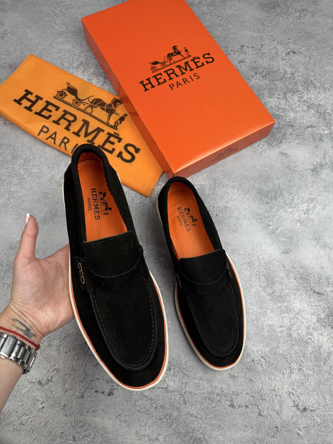 Лоферы Hermes мужские демисезонные универсальные и повседневные классические на праздник туфли мокасины