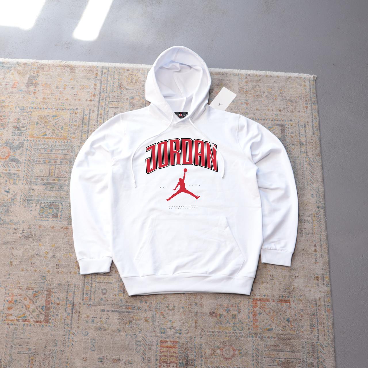 Худи JORDAN-RED надпис осень мужское белое двунитка практичное и универсальное толстовка с капюшоном
