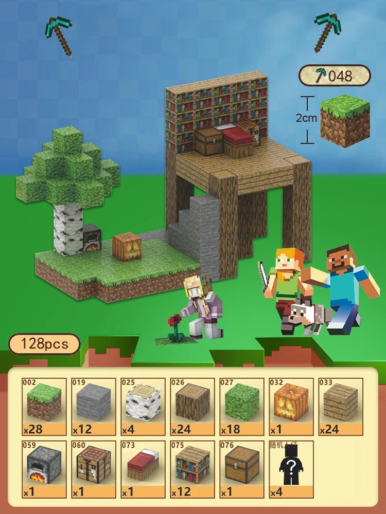 Магнітний конструктор "Mine Magnet World" – набір в стилі Minecraft 128 шт деталей майнкрафт