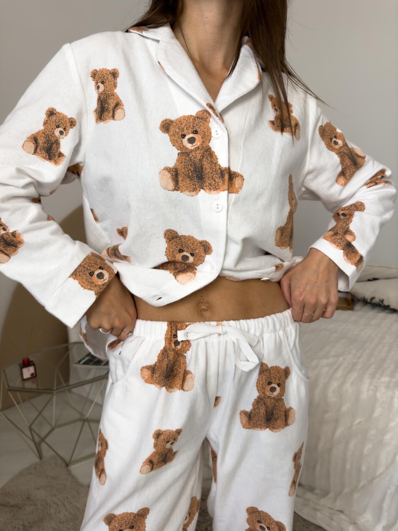Домашня тепла жіноча піжама COSY Тедді (сорочка+штани) - фото 7