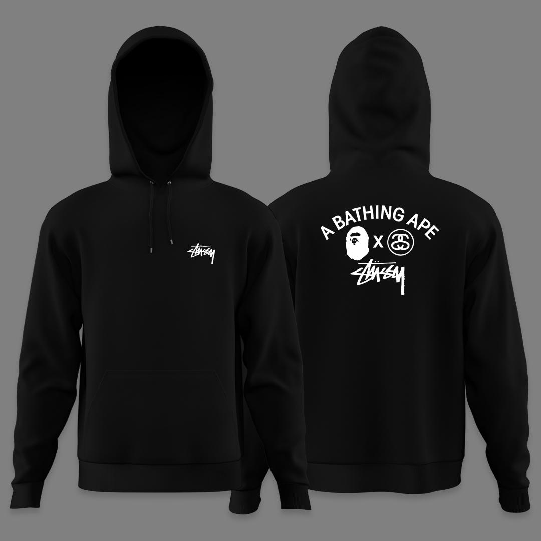 Чоловічий худі на флісі Стуссі та Бейп / Stussy and Bape