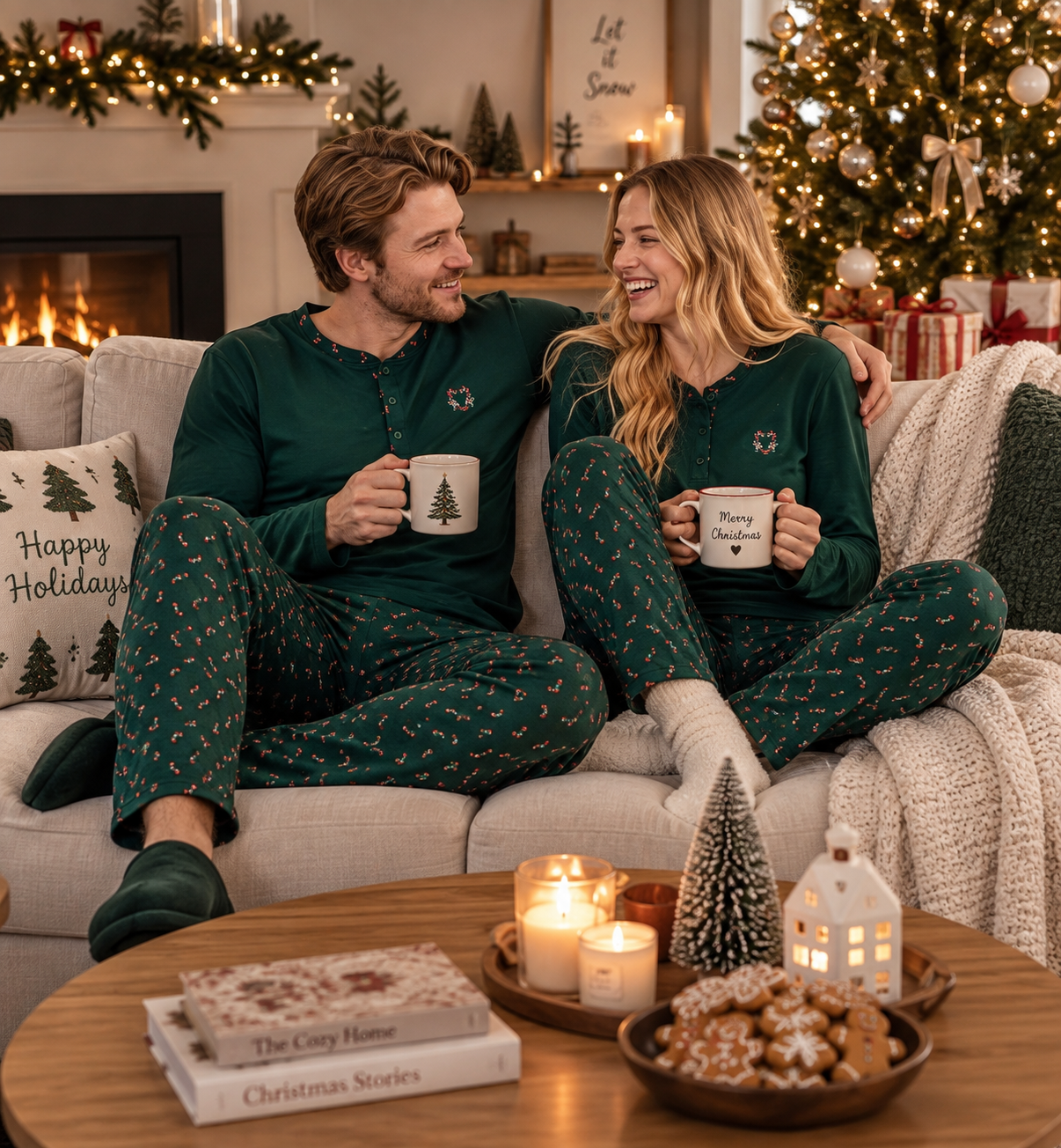 Парні піжами у стилі Family Look «Новорічні льодяники» лонгслів та штани - фото 2