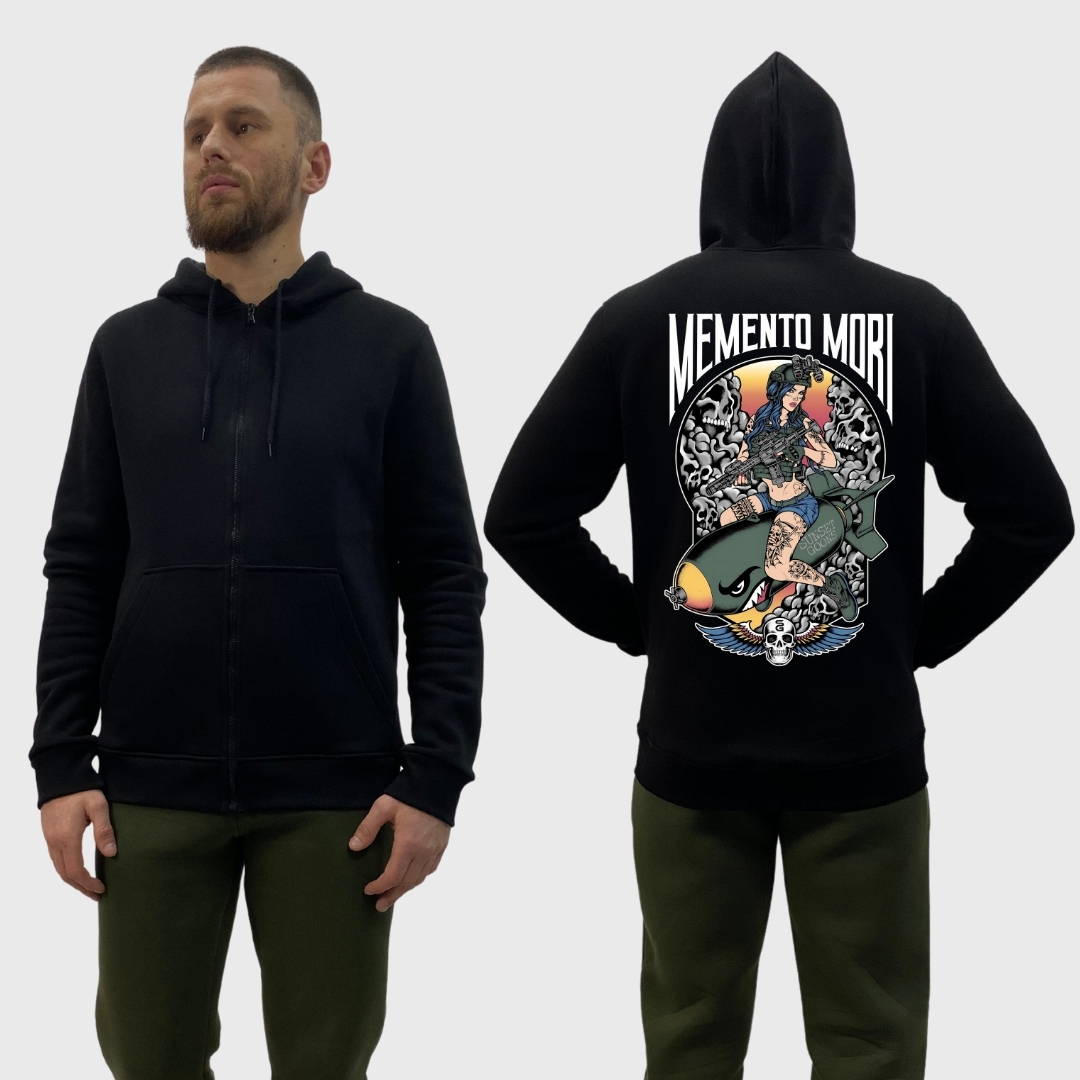 Чоловічий зіп-худі на флісі з принтом Sunset Goons смерть грає на більярді, Чорний