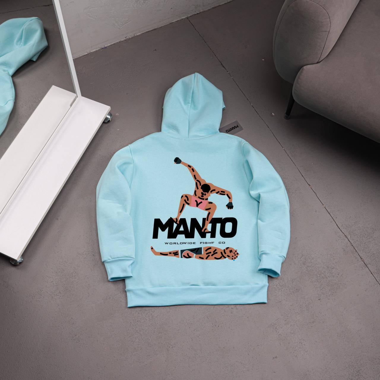 Худи бирюза MANTO STOMP - флис мужское всесезонное модное утепленное с капюшоном для работы и отдыха
