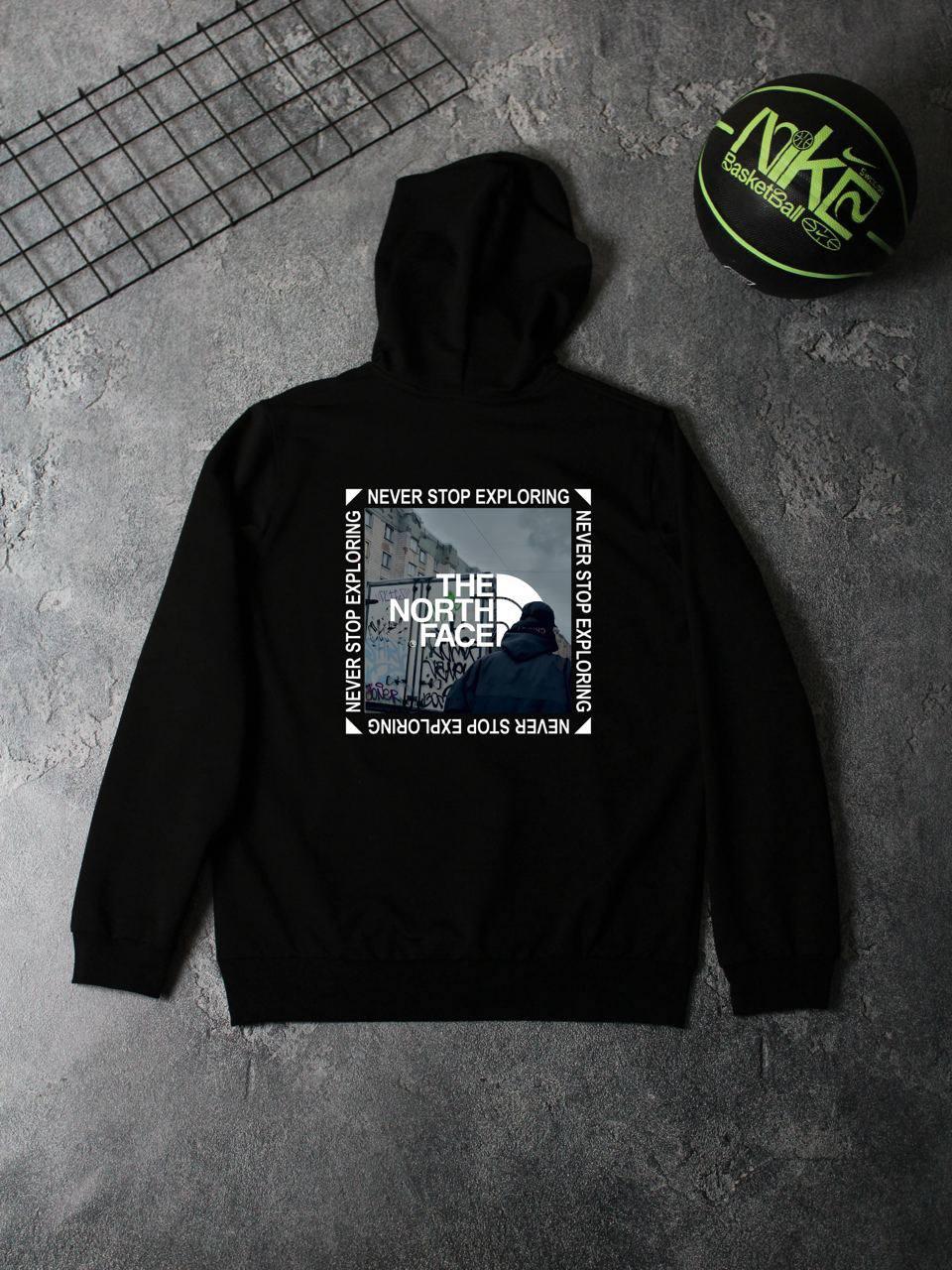 Худи The North Face-(GRUSCHOVKA) осень мужское трикотажное черное удобное и молодежное с капюшоном для отдыха