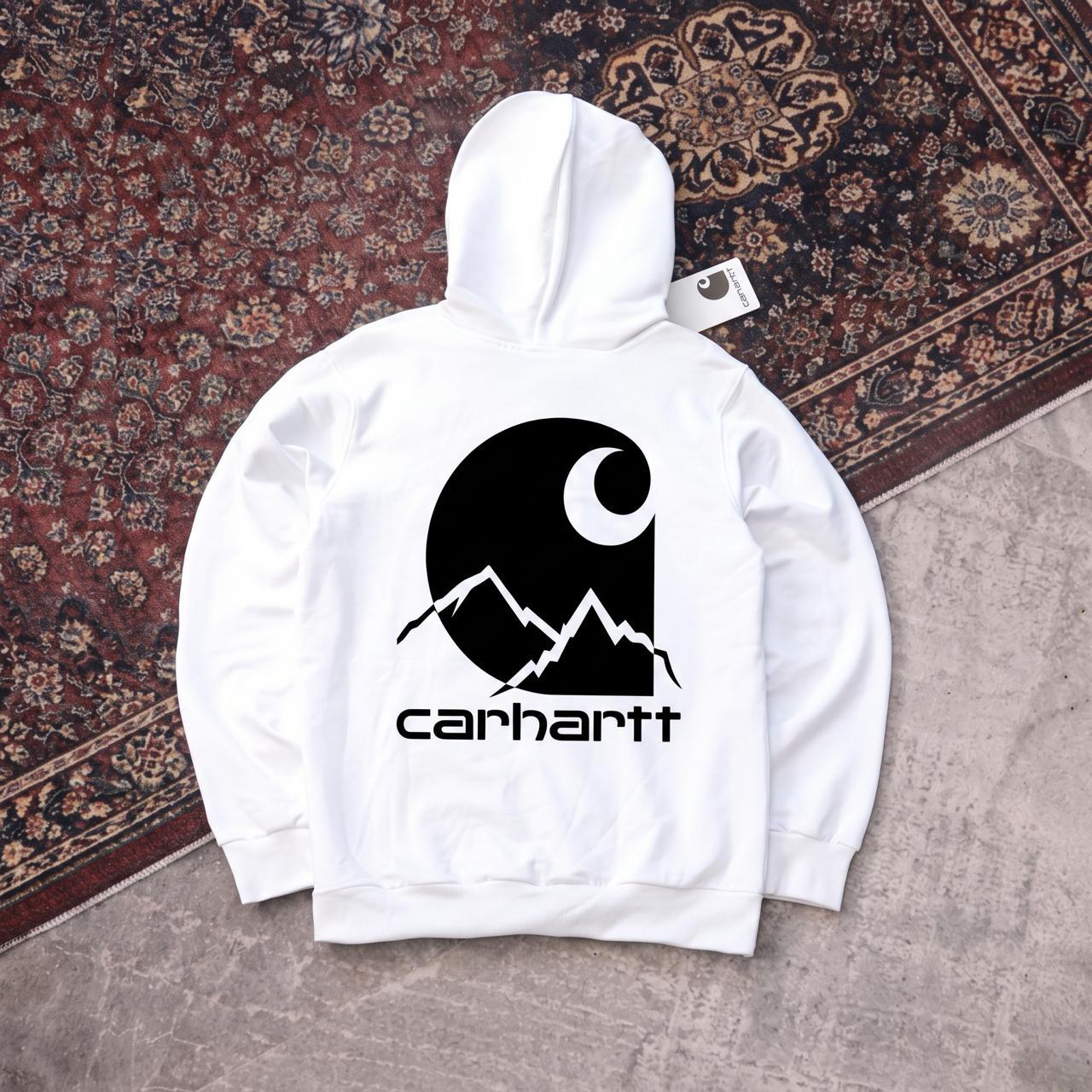 Худі (Білий) Carhartt-лого чорний осінь чоловіче трикотажне універсальне та актуальне з капюшоном на прогулянку