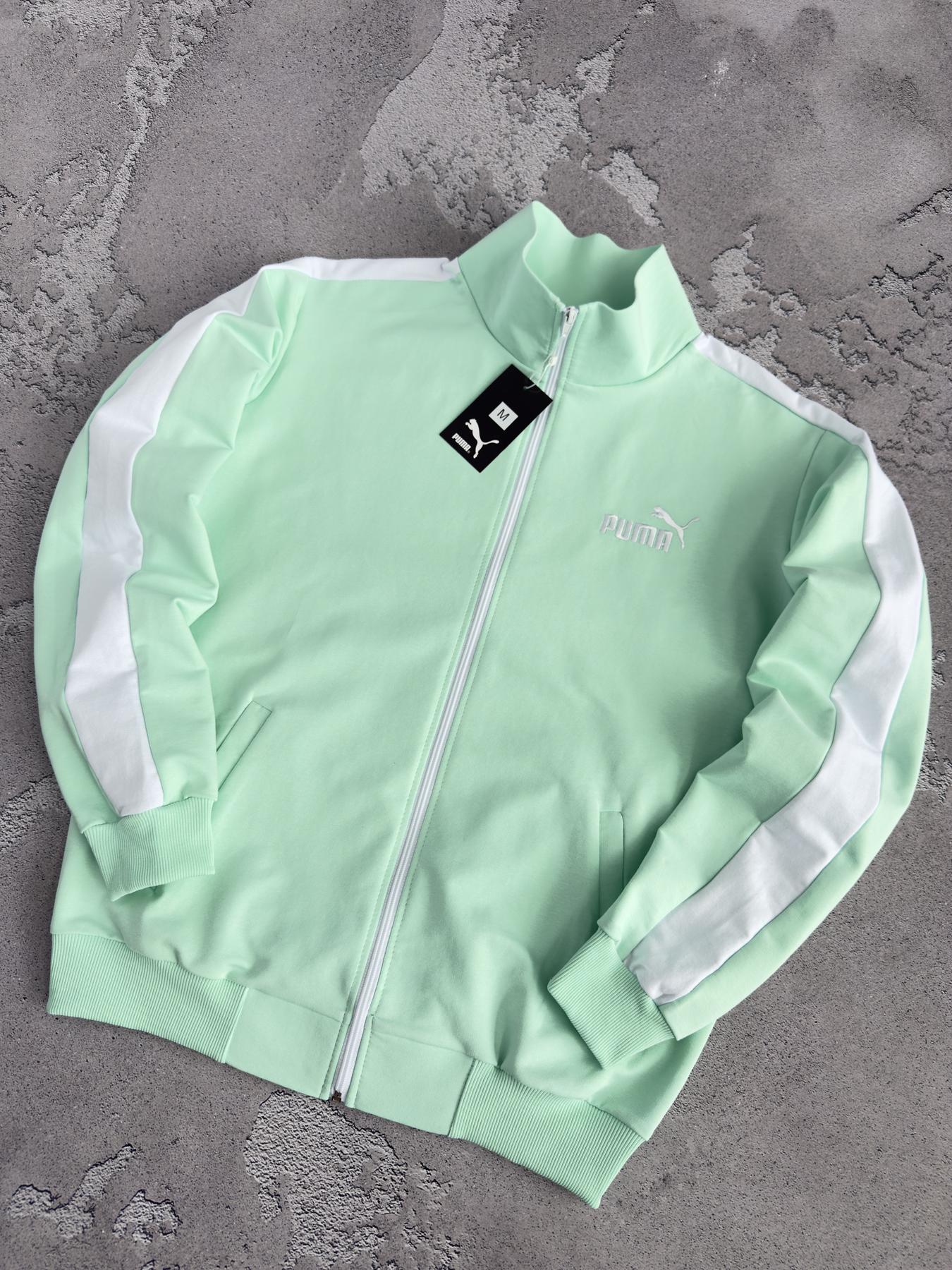 Кофта Puma мята лампас унисекс хлопковая черная всесезонная качественная и актуальная на прогулку реглан