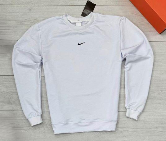 Свитшот Nike лого ( цвет) мужской хлопковый белый всесезонный удобный и актуальный кофта без капюшона реглан