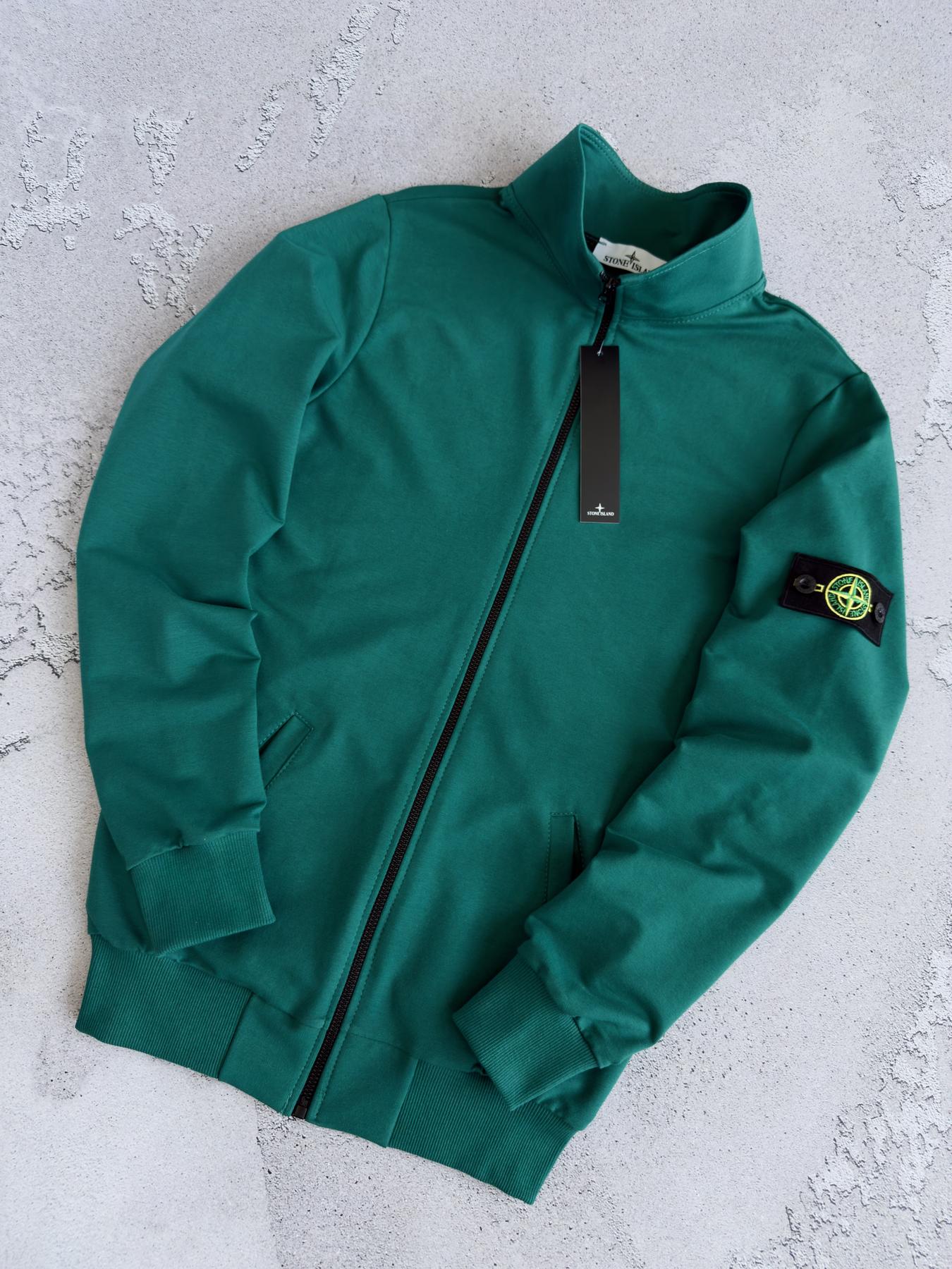 Кофта Stone Island ізумрудна унисекс хлопковая черная всесезонная молодежная для города и прогулок реглан