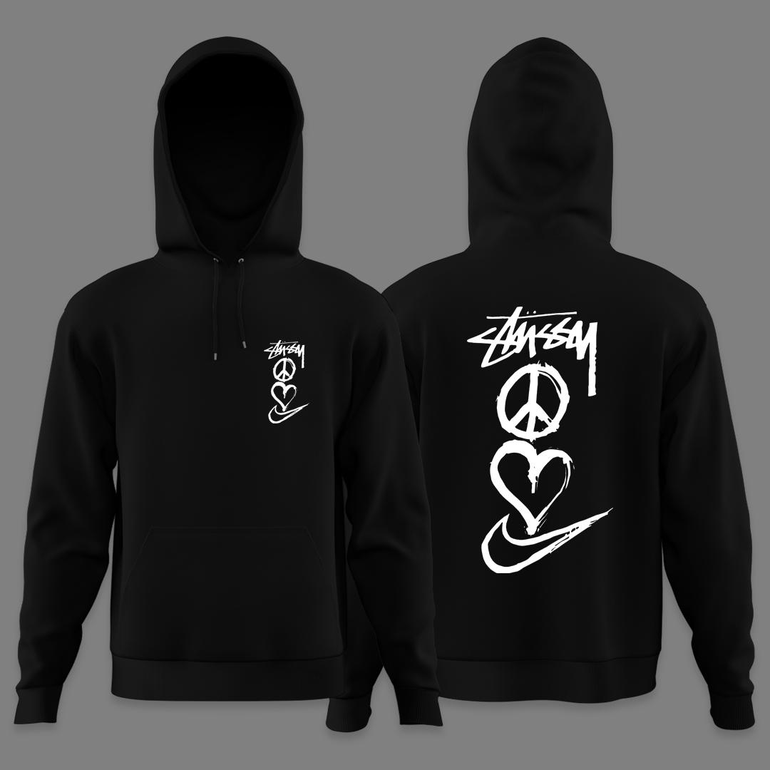 Чоловічий худі на флісі Стуссі и Найк мир / Stussy and Nike peace