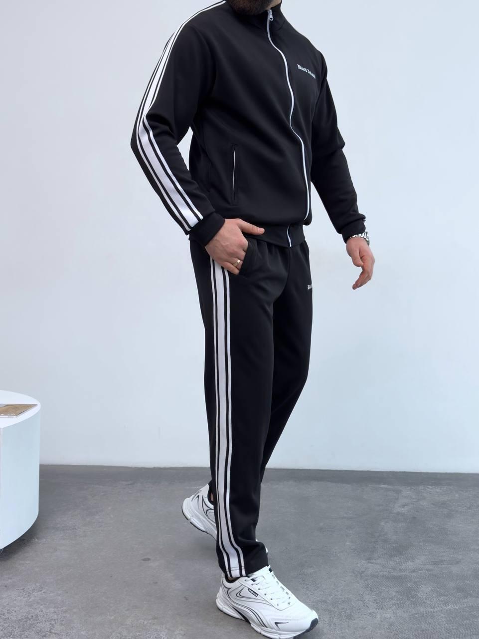 Спортивный костюм Black Island хлопковый черный демисезонный модный и качественный комплект кофта и штаны