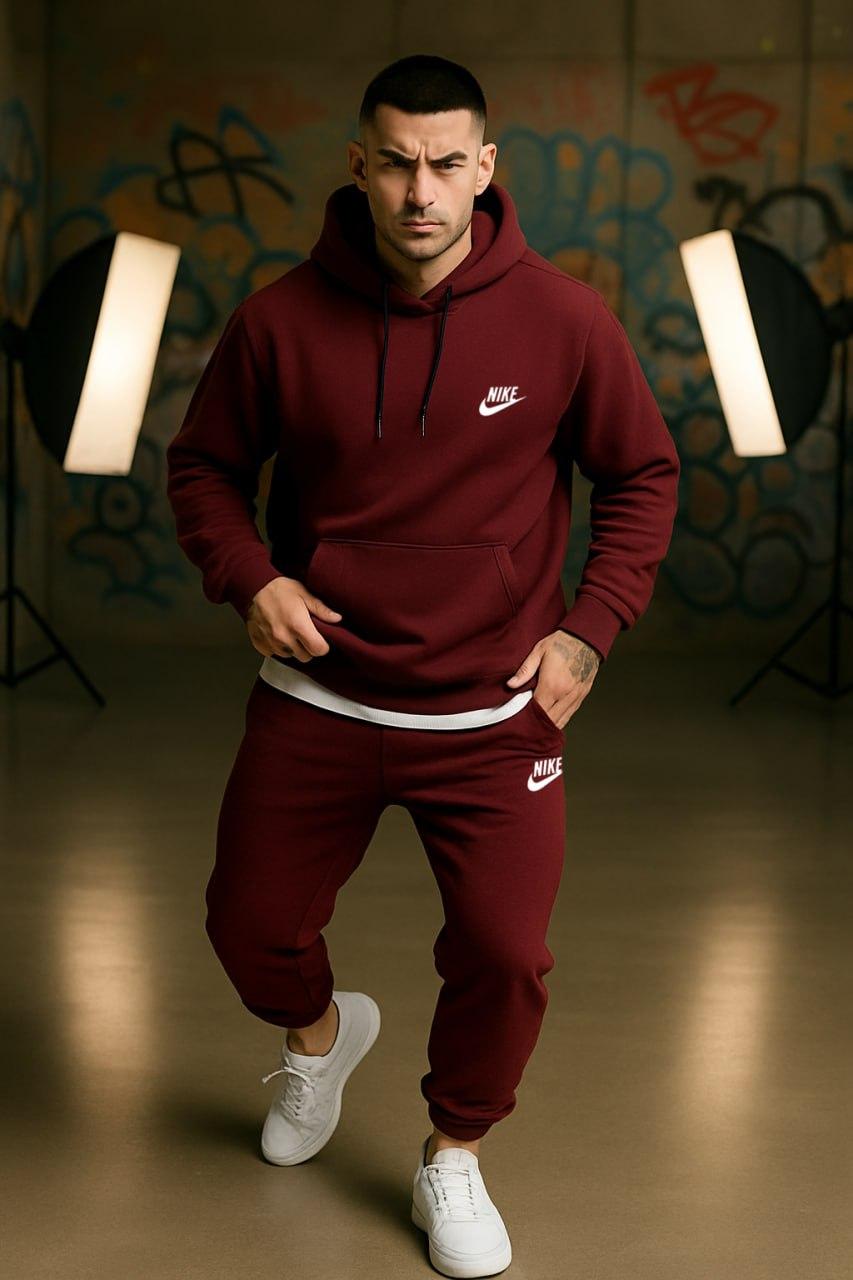 Зимний комплект худи Nike хлопковый удобный на прогулку костюм