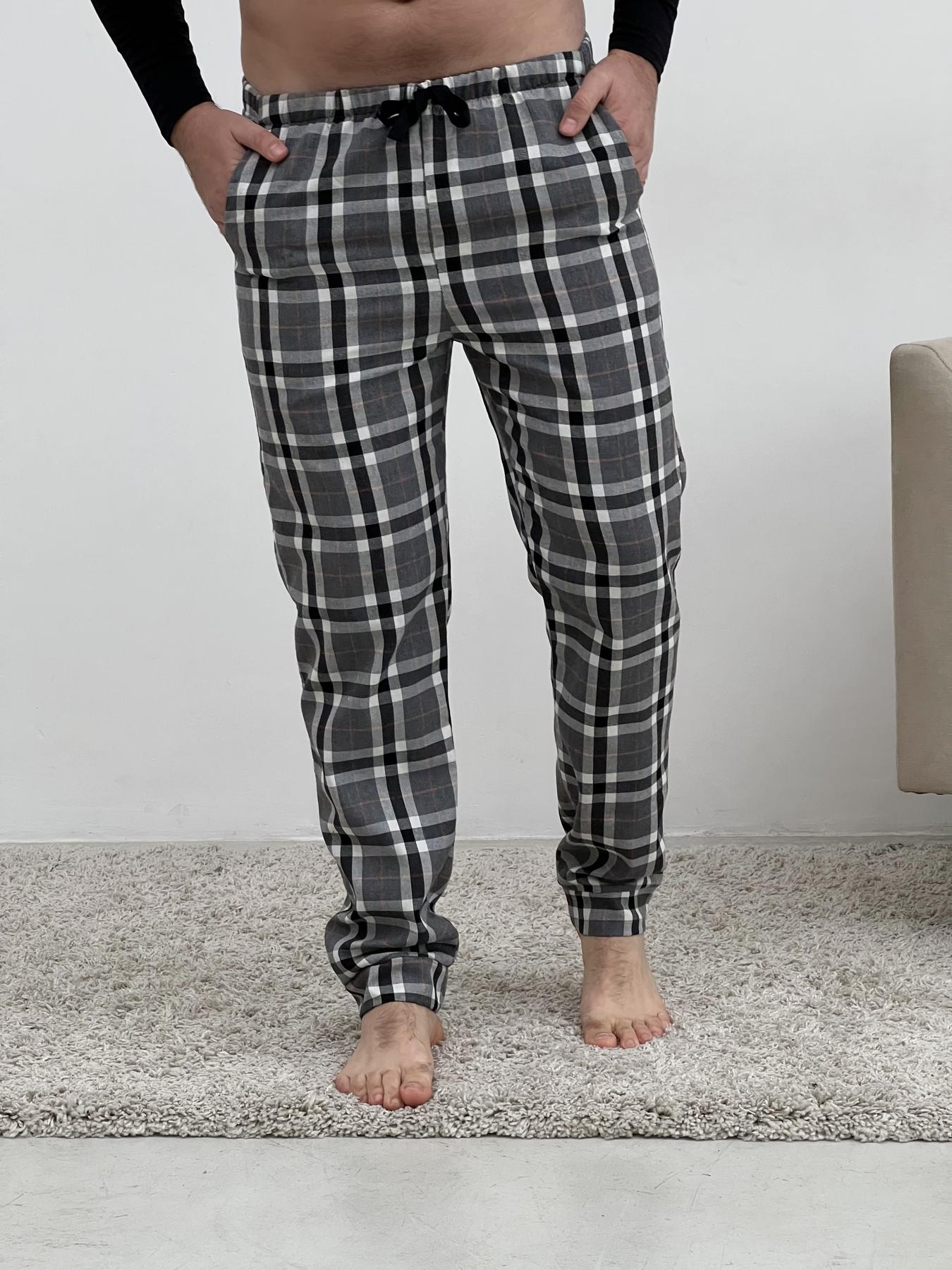Чоловічі піжамні штани COSY в клітину сірі - фото 2