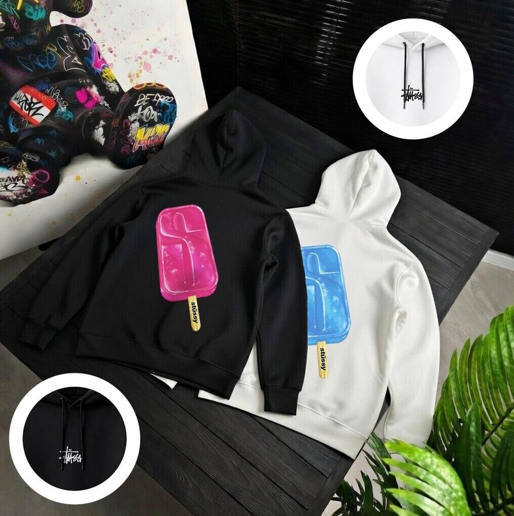 Худи Stussy мужское трикотажное всесезонное модное и повседневное с капюшоном для активного отдыха