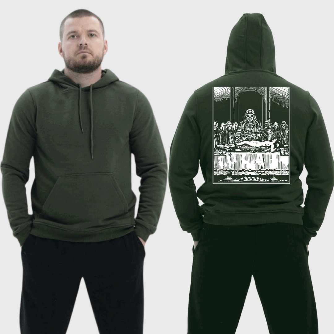 Чоловічий легкий худі з принтом Sunset Goons жертва секта скелети, Хакі
