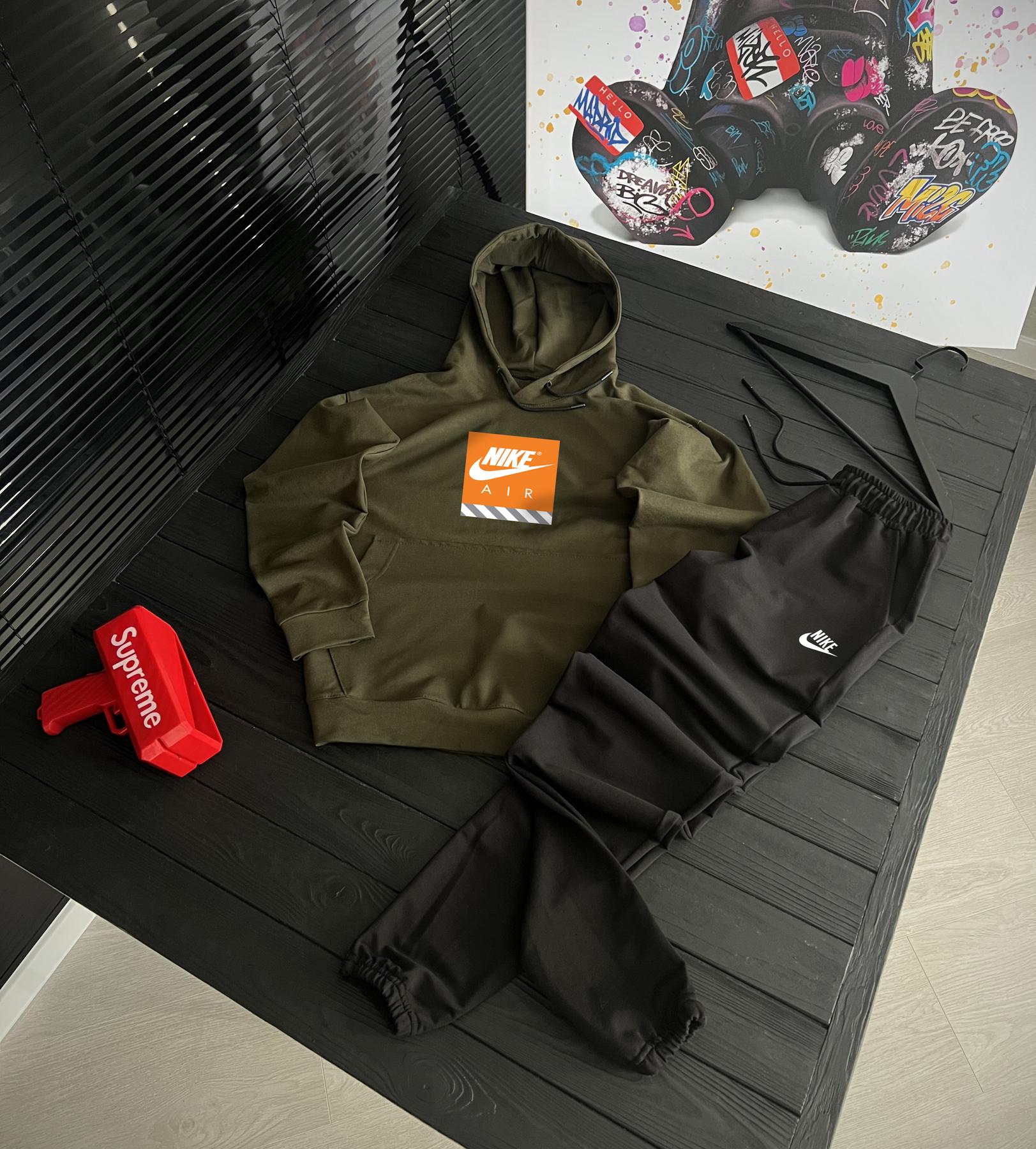 Комплект худі Nike бавовняний демісезонний практичний та повсякденний з капюшоном для навчання та прогулянок костюм