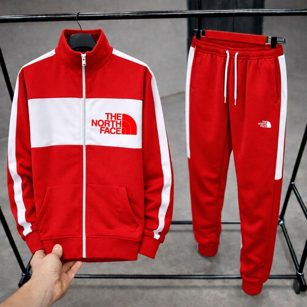 Комплект олимпийка The North Face трикотажный демисезонный практичный и актуальный для поездок за город костюм