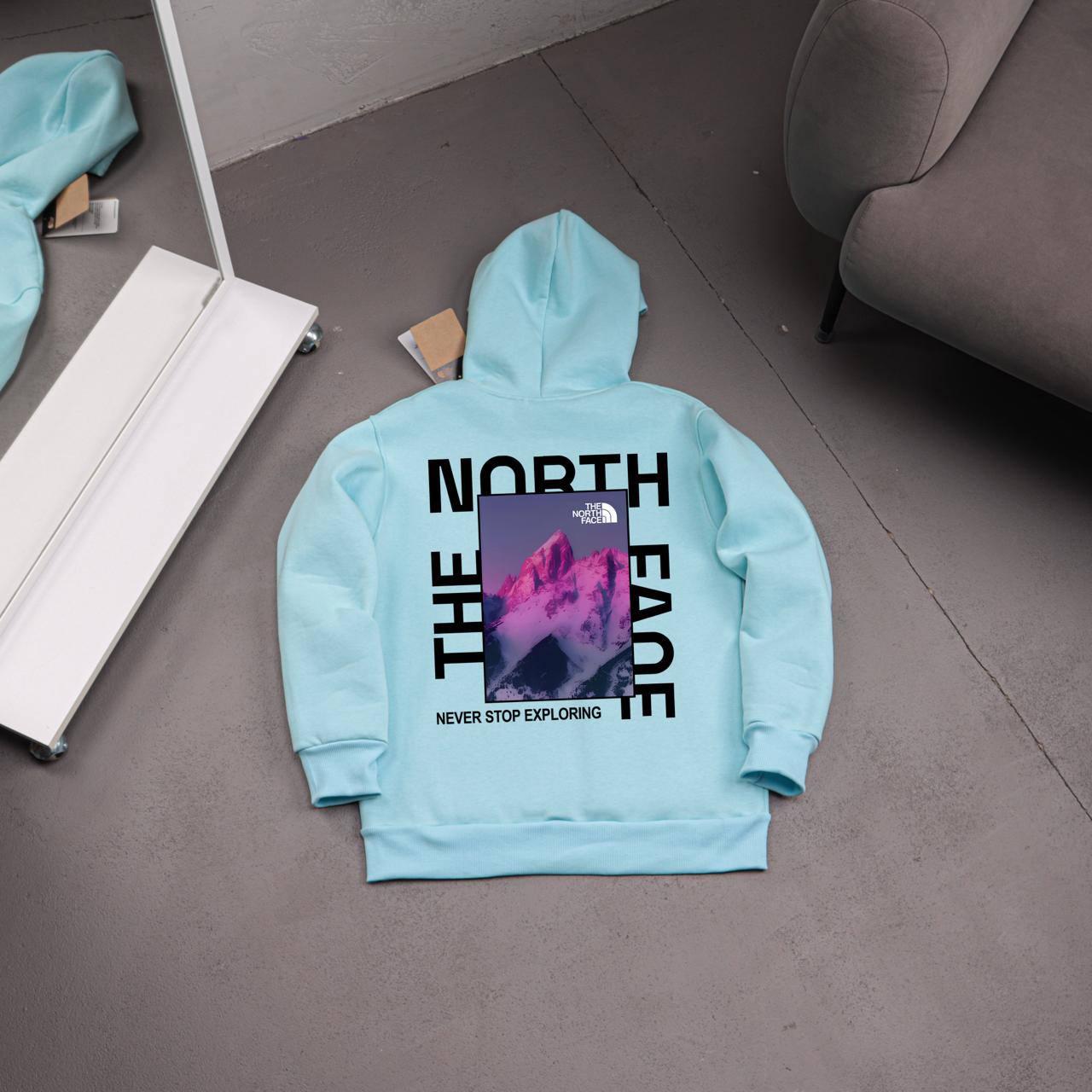 Худи бирюза The North Face (MOUNTAINS VIOLET) флис мужское всесезонное модное и качественное с капюшоном