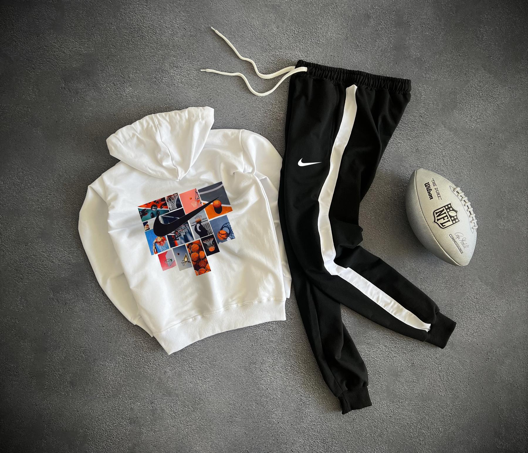 Комплект худі лого Nike весна/осінь бавовняний зручний та повсякденний для поїздок за місто костюм