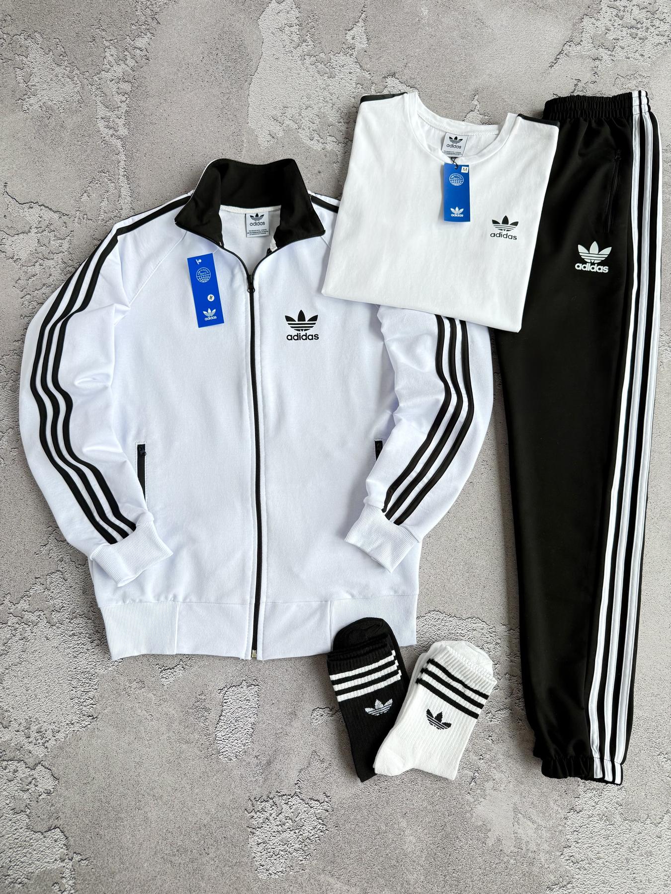 Набор Adidas кофта штаны черные футболка хлопковый всесезонный красивый и прикольный подарок другу комплект
